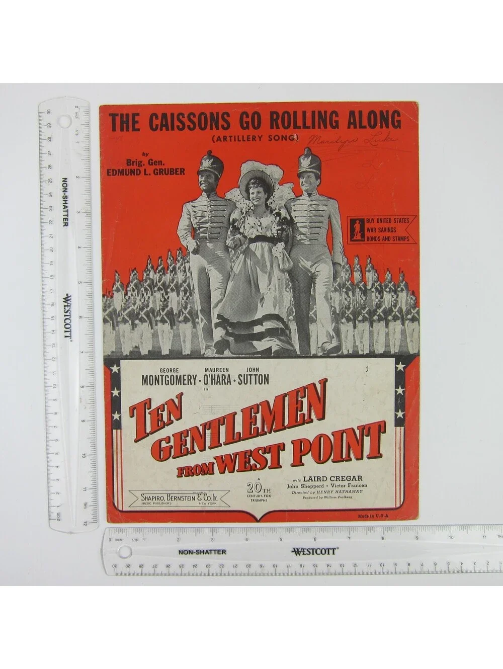 Sheet Music Caissons Go Rolling Along Ten Gentlemen From West Point Vintage 1936